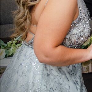 Chic Silver Beaded Gown